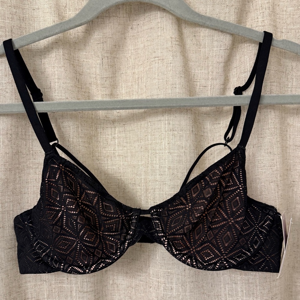 Auden Black Geometric Lace Bra